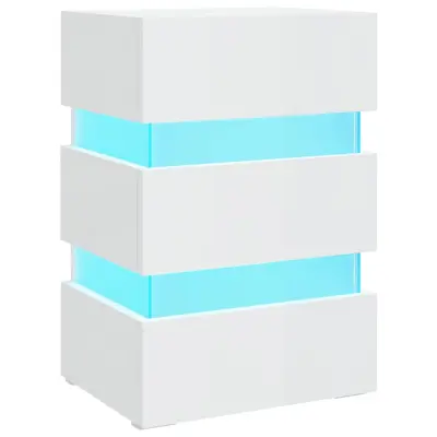 vidaXL LED nočna omarica visok sijaj bela 45x35x67 cm inženirski les