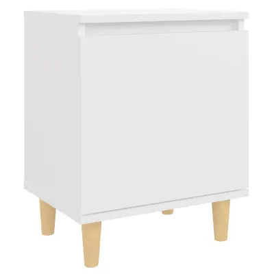vidaXL Nočna omarica z lesenimi nogami bela 40x30x50 cm