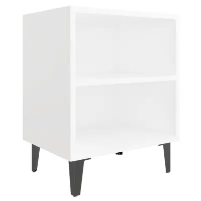 vidaXL Nočna omarica s kovinskimi nogami bela 40x30x50 cm