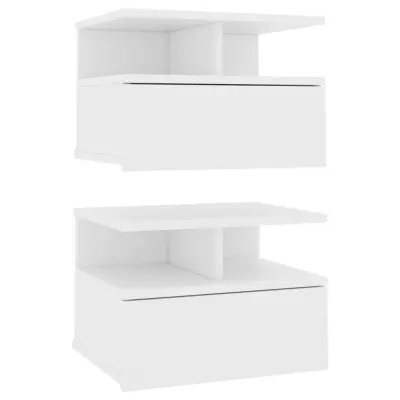 vidaXL Stenske nočne omarice 2 kosa bele 40x31x27 cm inženirski les