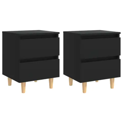 vidaXL Nočna omarica z nogami iz borovine 2 kosa črna 40x35x50 cm