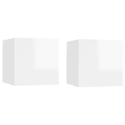vidaXL Nočne omarice 2 kosa visok sijaj bele 30,5x30x30 cm iverna pl.