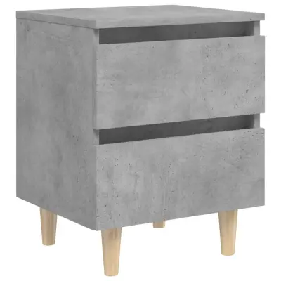 vidaXL Nočna omarica z nogami iz borovine betonsko siva 40x35x50 cm