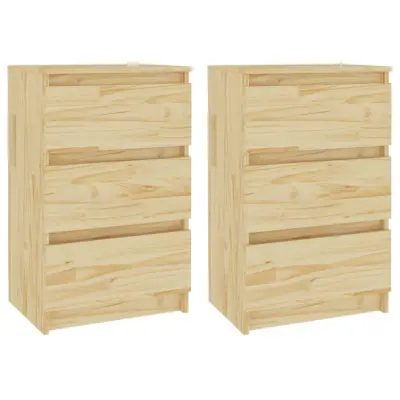 vidaXL Nočna omarica 2 kosa 40x29,5x64 cm trdna borovina