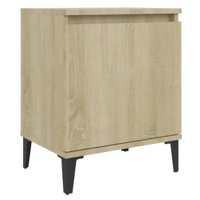 vidaXL Nočna omarica s kovinskimi nogami sonoma hrast 40x30x50 cm