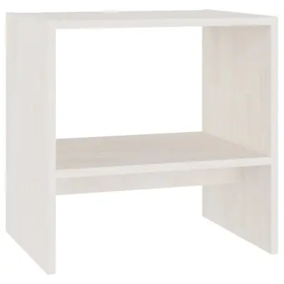 vidaXL Nočna omarica bela 40x30,5x40 cm trdna borovina