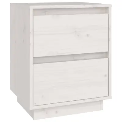 vidaXL Nočna omarica bela 40x35x50 cm trdna borovina