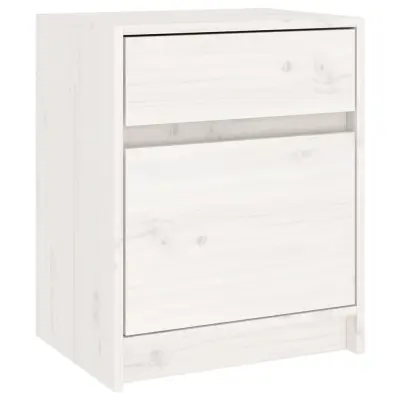 vidaXL Nočna omarica bela 40x31x50 cm trdna borovina