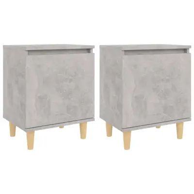 vidaXL Nočna omarica z lesenimi nogami 2 kosa betonsko siva 40x30x50cm