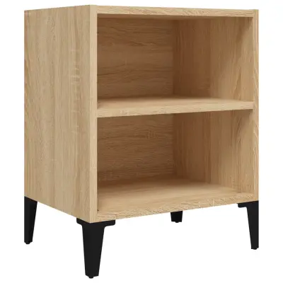 vidaXL Nočna omarica s kovinskimi nogami sonoma hrast 40x30x50 cm