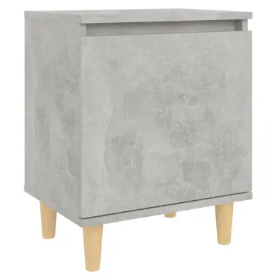 vidaXL Nočna omarica z lesenimi nogami betonsko siva 40x30x50 cm