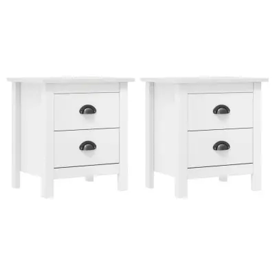 vidaXL Nočna omarica Hill 2 kosa bela 46x35x49,5 cm borovina