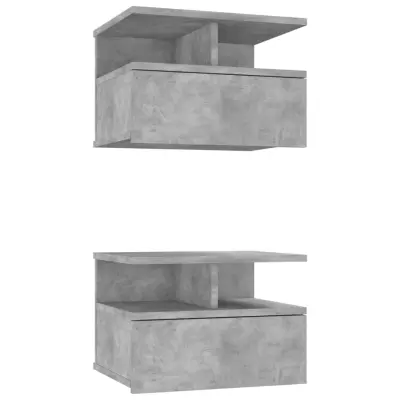 vidaXL Stenske nočne omarice 2 kosa betonsko sive 40x31x27 cm inž. les
