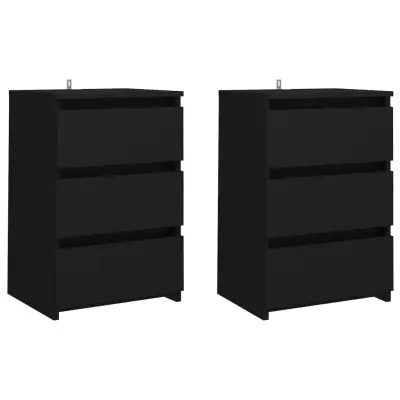 vidaXL Nočna omarica 2 kosa črna 40x35x62,5 cm konstruiran les