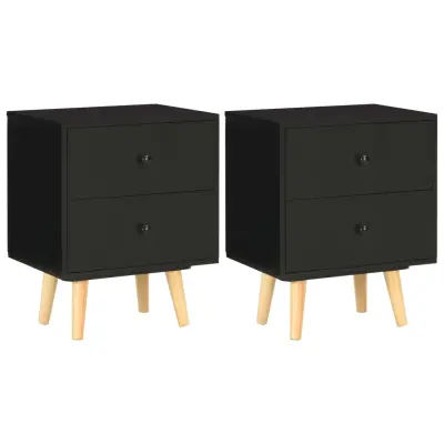 vidaXL Nočne omarice 2 kosa črne 40x30x50 cm trdna borovina