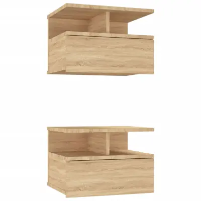 vidaXL Stenske nočne omarice 2 kosa sonoma hrast 40x31x27 cm inž. les