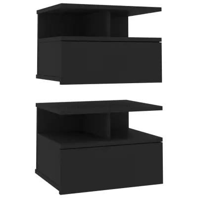 vidaXL Stenske nočne omarice 2 kosa črne 40x31x27 cm inženirski les