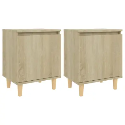 vidaXL Nočne omarice z lesenimi nogami 2 kosa sonoma hrast 40x30x50 cm