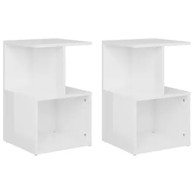 vidaXL Nočna omarica 2 kosa visok sijaj bela 35x35x55cm inženirski les