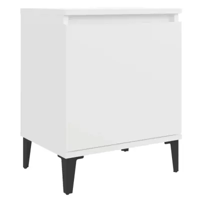 vidaXL Nočna omarica s kovinskimi nogami bela 40x30x50 cm