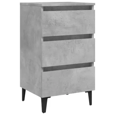 vidaXL Nočna omarica s kovinskimi nogami betonsko siva 40x35x69 cm