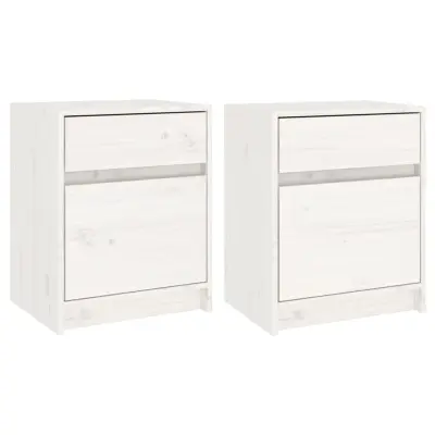 vidaXL Nočna omarica 2 kosa bela 40x31x50 cm trdna borovina