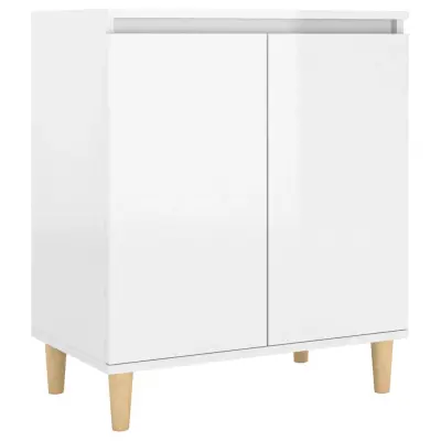 vidaXL Komoda z lesenimi nogami visok sijaj bela 60x35x70cm iverna pl.