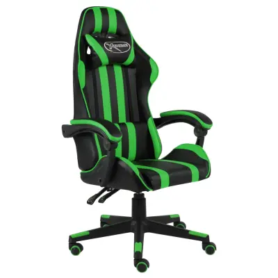 vidaXL Racing stol črno in zeleno umetno usnje