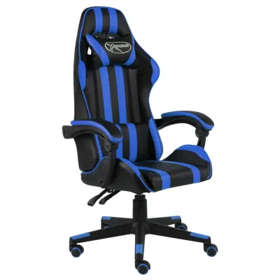 vidaXL Racing stol črno in modro umetno usnje