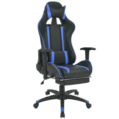 vidaXL Pisarniški stol s športnim sedežem in oporo za noge modre barve