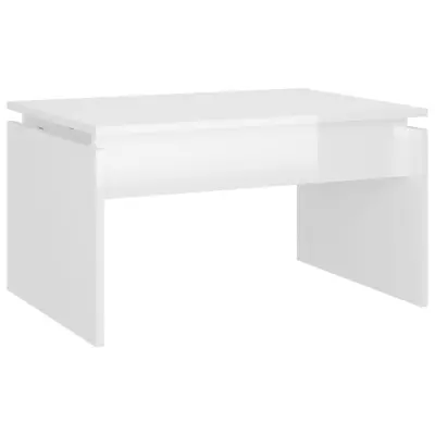 vidaXL Klubska mizica visok sijaj bela 68x50x38 cm iverna plošča
