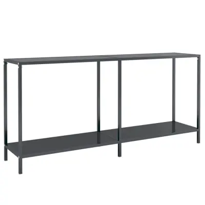 vidaXL Konzolna mizica črna 160x35x75,5 cm kaljeno steklo