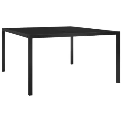 vidaXL Vrtna miza 130x130x72 cm črna jeklo in steklo