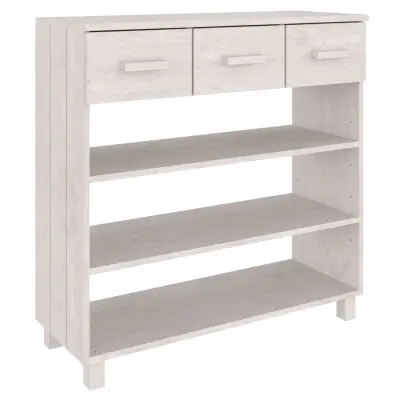 vidaXL Konzolna mizica HAMAR bela 90x35x90 cm trdna borovina