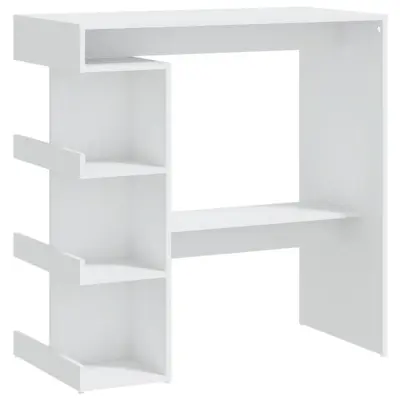 vidaXL Barska miza s policami bela 100x50x101,5 cm iverna plošča