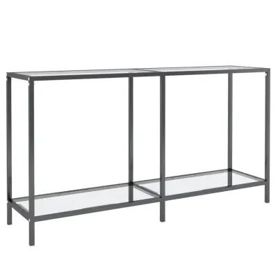 vidaXL Konzolna mizica prozorna 140x35x75,5 cm kaljeno steklo