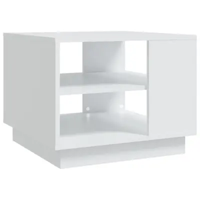 vidaXL Klubska mizica bela 55x55x43 cm iverna plošča