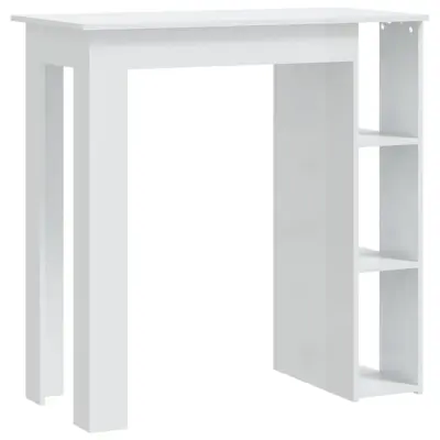 vidaXL Barska miza s polico visok sijaj bela 102x50x103,5cm iverna pl.