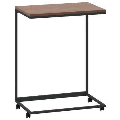 vidaXL Stranska mizica s kolesi črna 55x35x70 cm konstruiran les