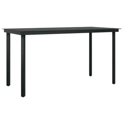 vidaXL Vrtna jedilna miza črna 140x70x74 cm jeklo in steklo
