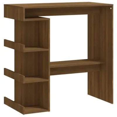 vidaXL Barska miza s policami rjavi hrast 100x50x101,5 cm iverna pl.