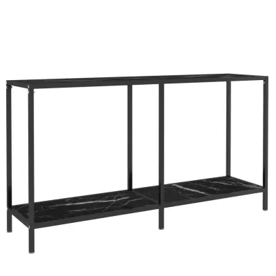 vidaXL Konzolna mizica črna 140x35x75,5 cm kaljeno steklo