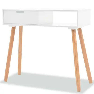 vidaXL Konzolna mizica iz masivne borovine 80x30x72 cm bela