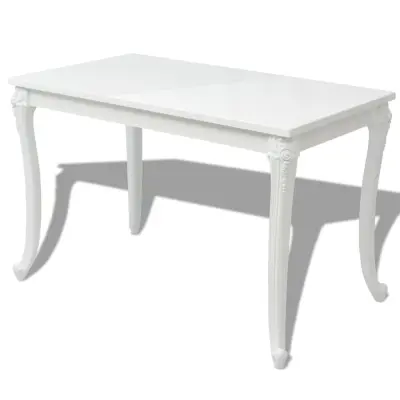 vidaXL Jedilna miza 116x66x76 cm visok sijaj bele barve