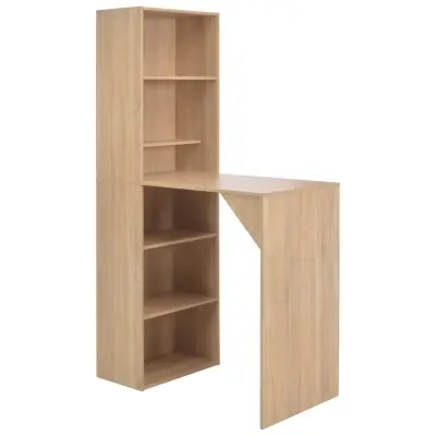 vidaXL Barska miza z omarico hrast 115x59x200 cm