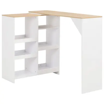 vidaXL Barska miza s premično polico bela 138x39x110 cm