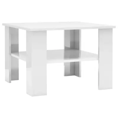 vidaXL Klubska mizica visok sijaj bela 60x60x42 cm iverna plošča