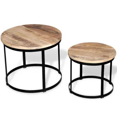 vidaXL Klubski Mizici iz Močnega Mangovega Lesa Okrogli 40 cm/50 cm