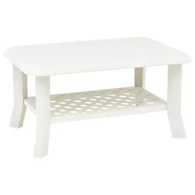 vidaXL Klubska mizica bela 90x60x46 cm plastika