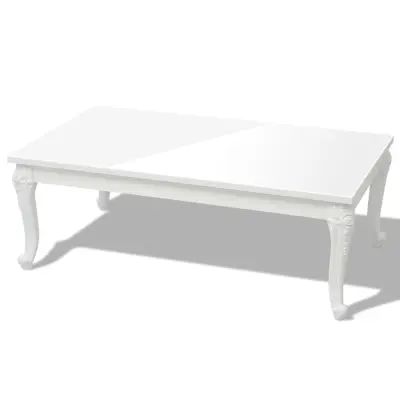 vidaXL Klubska mizica 115x65x42 cm visok sijaj bela